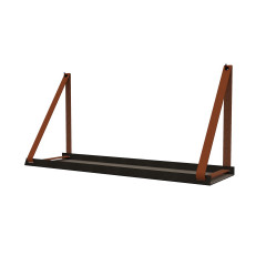 Stalen wandplank + leren plankdragers