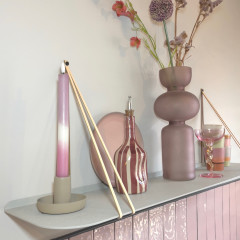 Plank metaal rond - Greige + Leren plankdragers