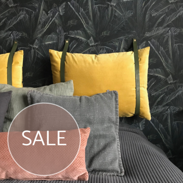 Leren kussen-banden Khaki / Sierschroef Goud